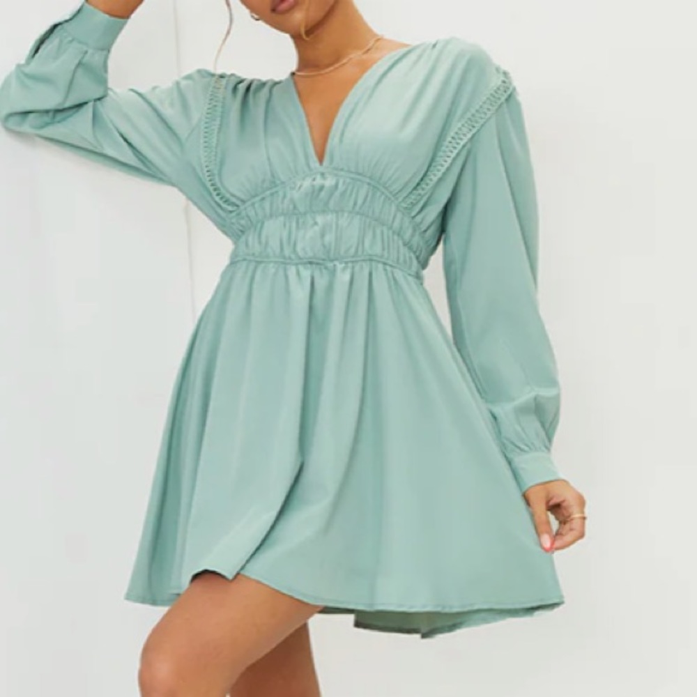 sage green mini dress